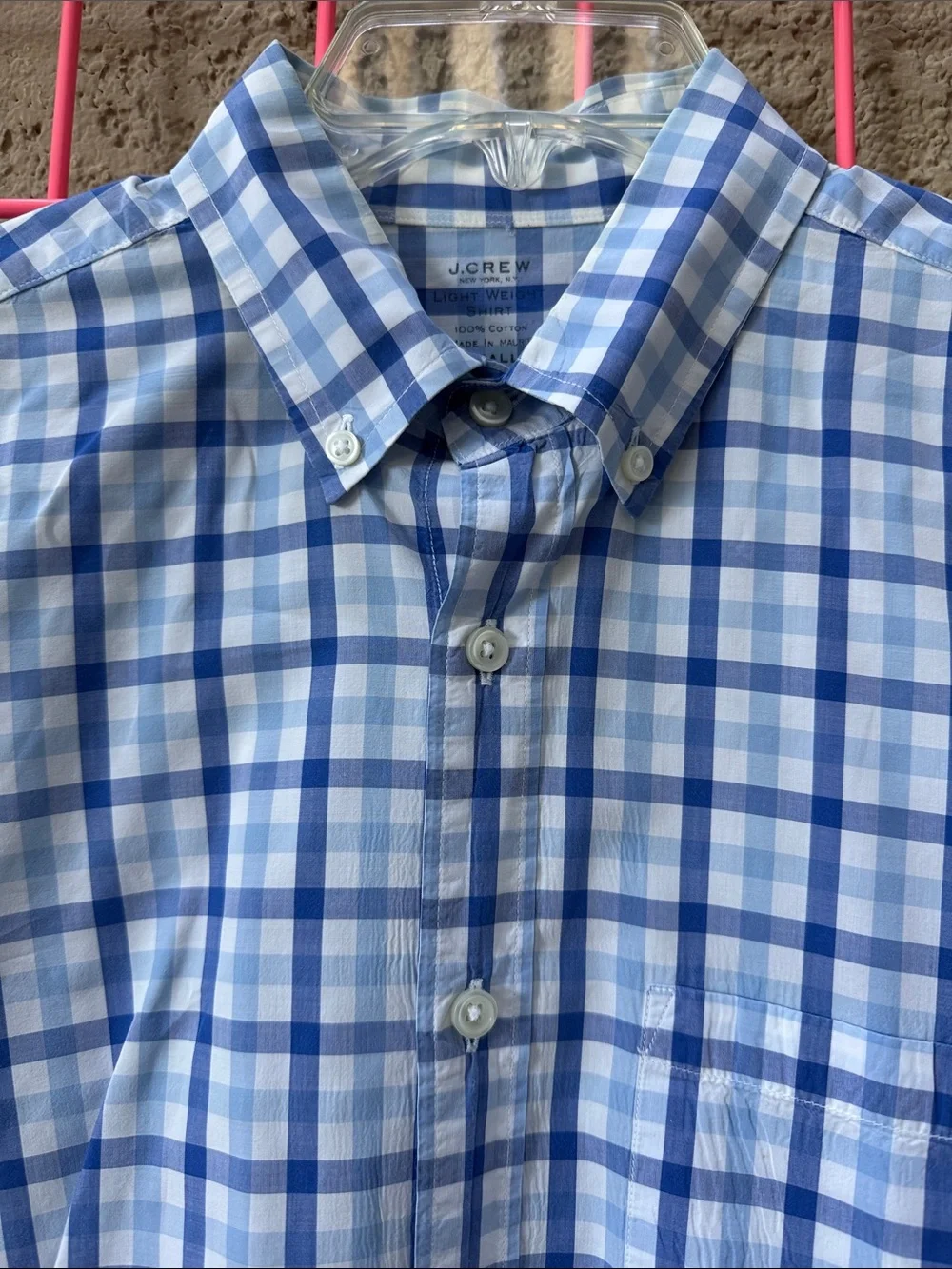 J. Crew Blue and White Plaid Button-Down Shirt